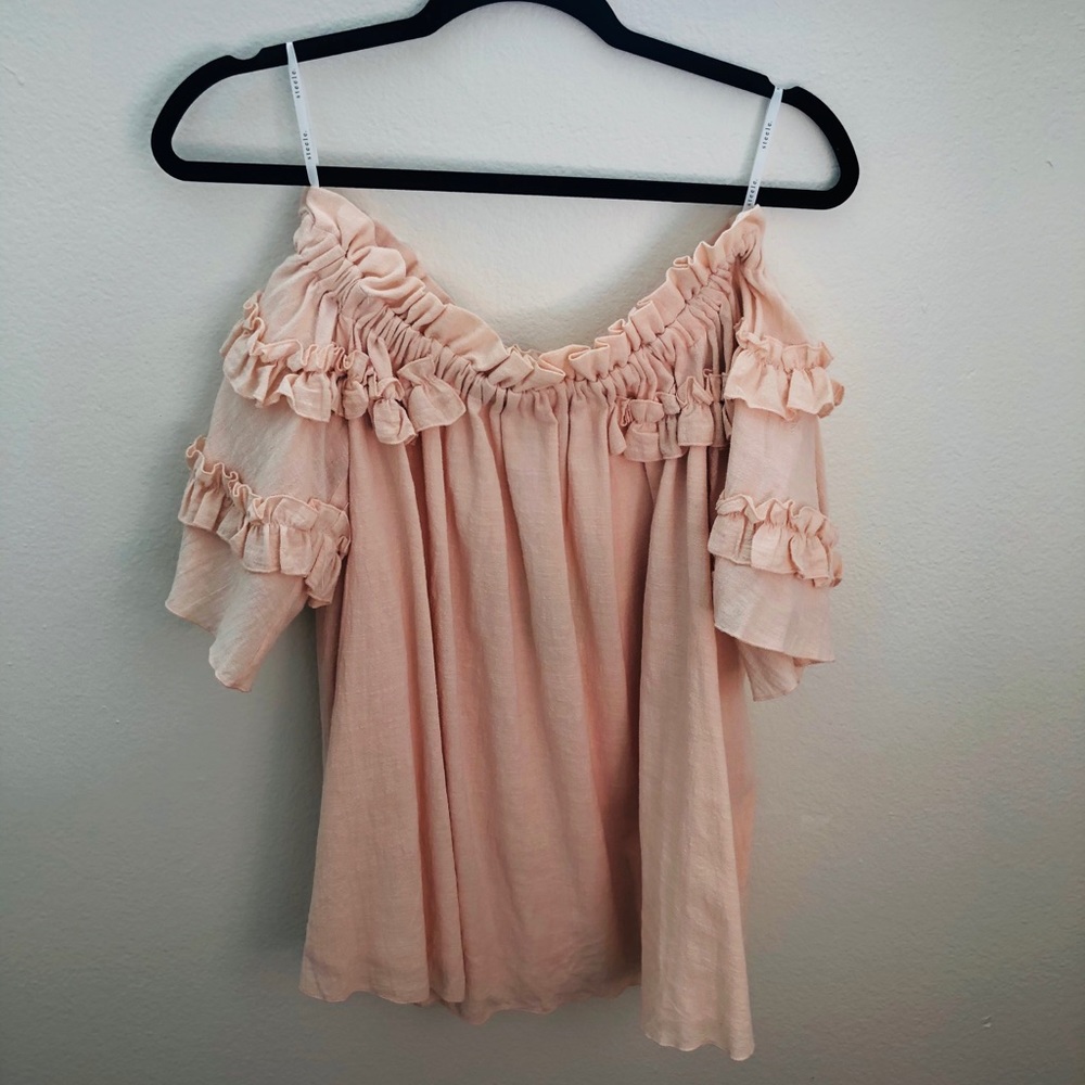 Light Pink Steele Off Shoulder Top / Planet Blue